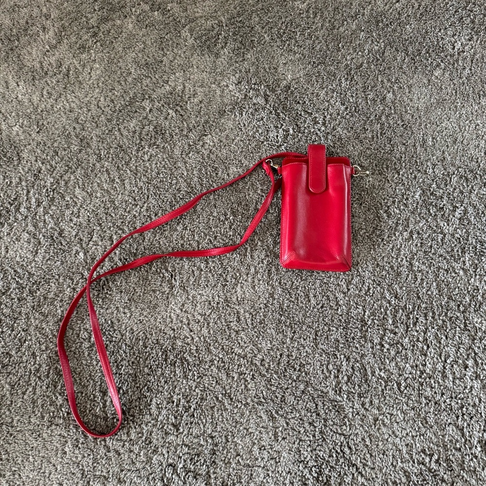 Red Genuine Leather Crossbody Bag